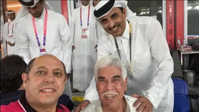 حسن شحاتة وأحمد سليمان مع أمير قطر