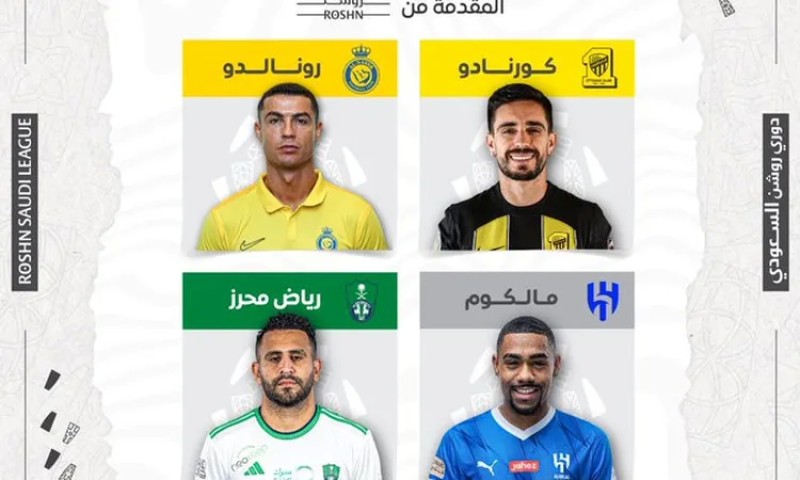 لاعب الشهر في الدوري السعودي.. محرز ينافس رونالدو